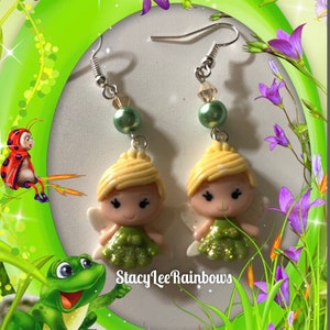 Tinkerbell Earrings, Pierced Tinkerbell Earrings,  Tinkerbell Plastic Earrings,Pierced Earrings, Novelty Gift, Womens Earrings, Jewelry