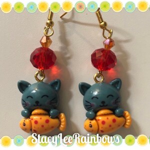 Cat Earrings, Catfish Earrings, Kawaii Earrings, Novelty Gift, Womens Earrings, Cat Jewellery, Cat Jewelry, Gift for Her
