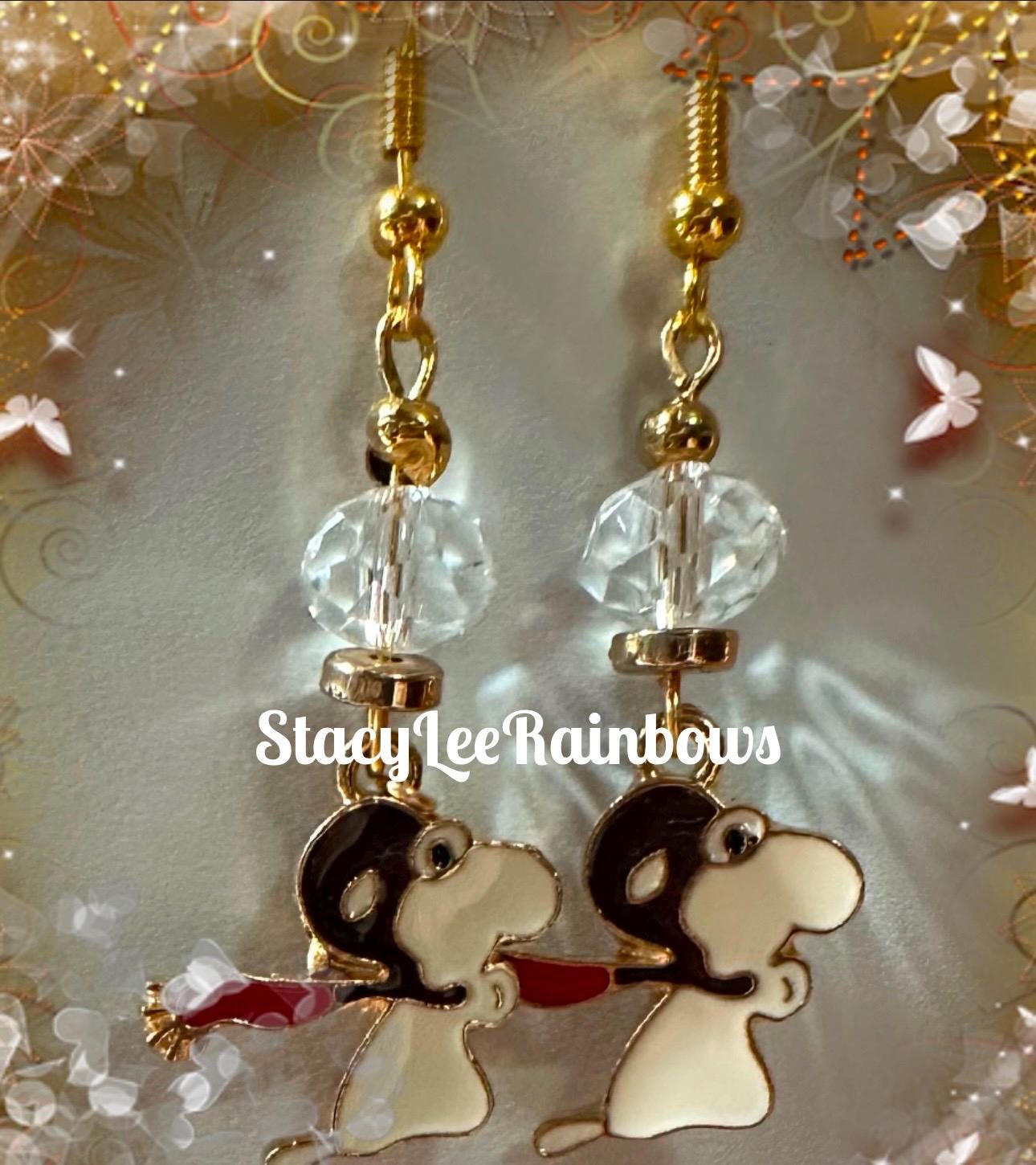 Snoopy Red Baron Dangle Earrings Cute Snoopy jewelry Birthday Gift