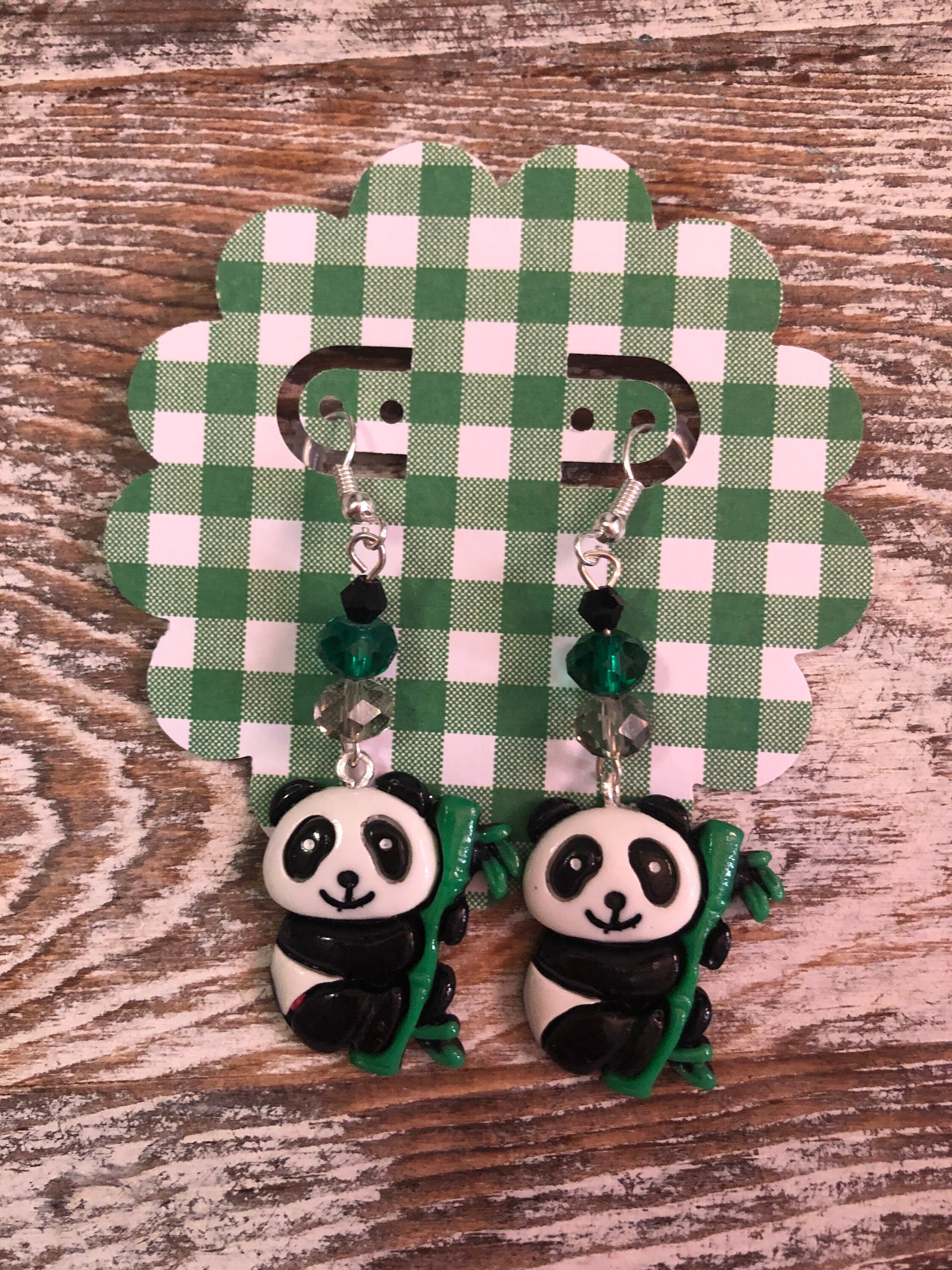 Panda Bear Earrings Panda Dangle/drop Earrings Animal Etsy