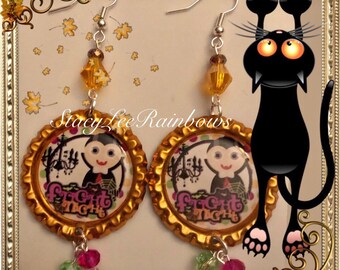 Vampire Earrings, Fright Night Bottlecap Jewelry