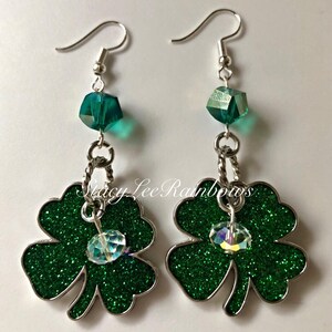 St Patrick’s Day Shamrock Irish Earrings Saint Patrick’s Day Dangle Earrings