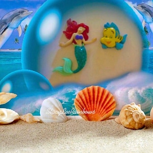 The Little Mermaid Ariel & Flounder Stud Earrings/ Nylon/ Plastic Button Earrings/Mermaid Ariel Stud Earrings