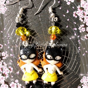 Super Hero Batgirl Inspired Dangle Earings Earrings Nylon Button Earrings Costume Fun Jewellery Jewelry