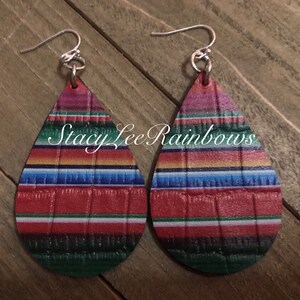 Faux Leather Striped Earrings Earings Almond Teardrop Shaped Leather Earrings Leather Jewellery Jewelry