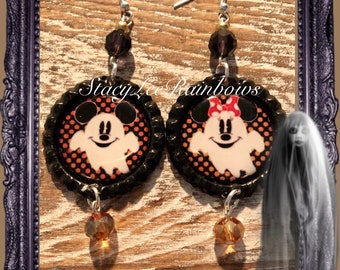 Mickey Minnie Ghost Halloween-oorbellen, op Disney geïnspireerde sieraden