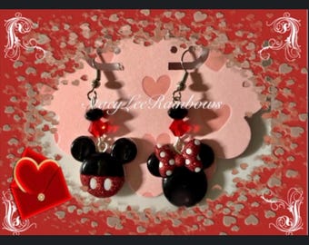 Disney Mickey & Minnie Dangle Earrings, Swarovski Crystals, Vacation Jewelry