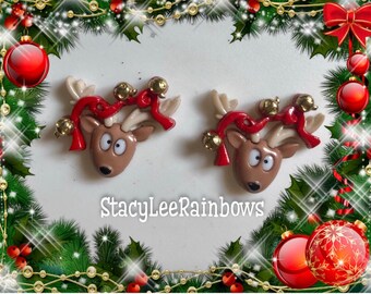 Reindeer Earrings, Plastic/Nylon Plastic Earrings, Christmas Stud Earring, Christmas Earrings, Cute Holiday Earrings, Stocking Stuffer