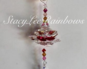 Rosaline Pear Swarovski Crystal Suncatcher, Window Car Decor