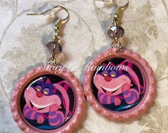 Cheshire Cat Inspired Earrings Dangle Drop Earrings Disney Inspired Jewellery Womens Jewelry Spring Earrings Cute Jewelry Under 10.00