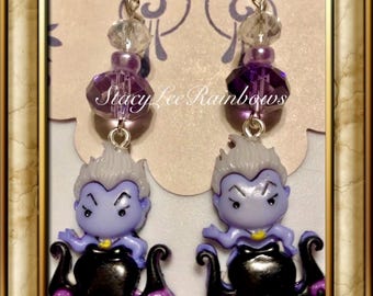 Ursula The Little Mermaid Disney Vacation Earrings Earings Womens plastic Button Earrings Handmade Jewellery Jewelry