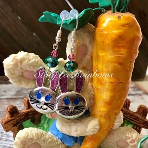 Easter Bunny Dangle Earrings For Women - Acrylic Bunny Drop Earrings, Cute Holiday Accessory, Lightweight & Hypoallergenic - View #2