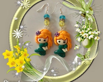 Princess Merida Drop Earrings Rapunzel Earrings Disney Earrings Cute Jewelry Rapunzel Jewelry Gift Resin Earings