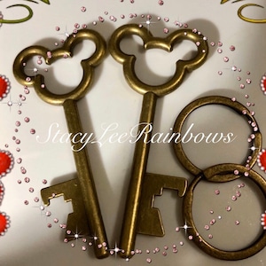 Mickey Mouse Inspired Keychain, Bottle Opener, Brass Colored, Wedding Favors, Fish Extender Gifts, Party Favor, Disney Cruise Keys