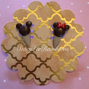 Mickey Mouse Minnie Mouse Ice Cream Cone Stud Earrings Earings Minnie Mickey Inspired Earrings Nylon Button Earrings Disney Vacation