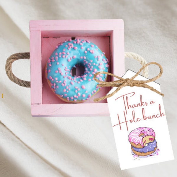 Baby Shower Party Favor Thank You Tags | Donuts & Diapers | Thanks a Hole Lot | Breakfast. Brunch, Pastries | Digital Printable