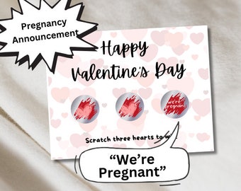 Last-minute zwangerschapsaankondiging Kraskaarten Loterijspel; Valentijnsdag; Onthult dat we zwanger zijn; DIY-print thuis