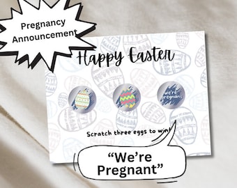 Schwangerschaftsankündigung Rubbellose Lotterie Spiel; Frohe Ostern; Zeigt, dass wir schwanger sind; DIY Print zu Hause