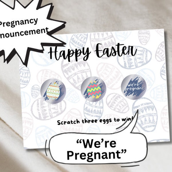 Pregnancy Announcement Scratch-Off Tickets Lottery Game; Happy Easter; Reveals We're Pregnancy; DIY Print at Home