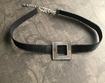 Silver Scarf Clip Choker, black ribbon choker, vintage choker necklace, birthday gift daughter, Valentine gift wife, Mother's Day gift wife