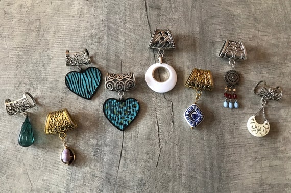 Scarf Jewelry, lot of 8, scarf pendants, gold bai… - image 2