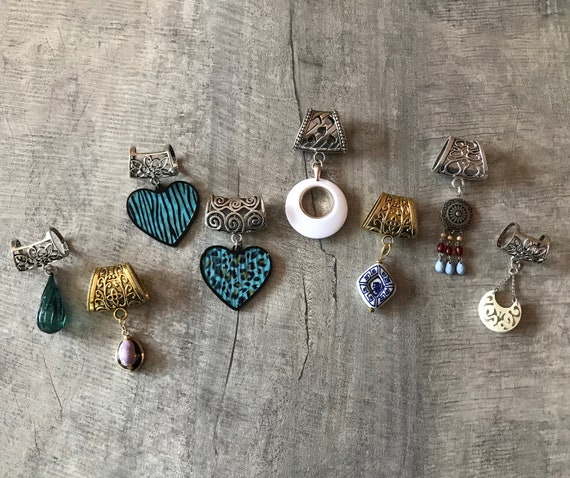 Scarf Jewelry, lot of 8, scarf pendants, gold bai… - image 1