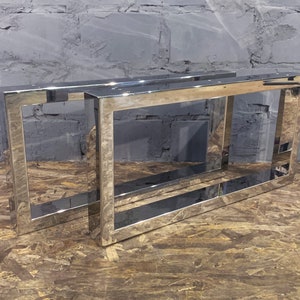 Modern Style Stainless Steel Coffee Table Legs - Set of 2. Handcrafted Steel Minimalist Table Legs - Sleek Design.