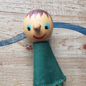Vintage/antique wooden finger puppet Pinocchio/school boy