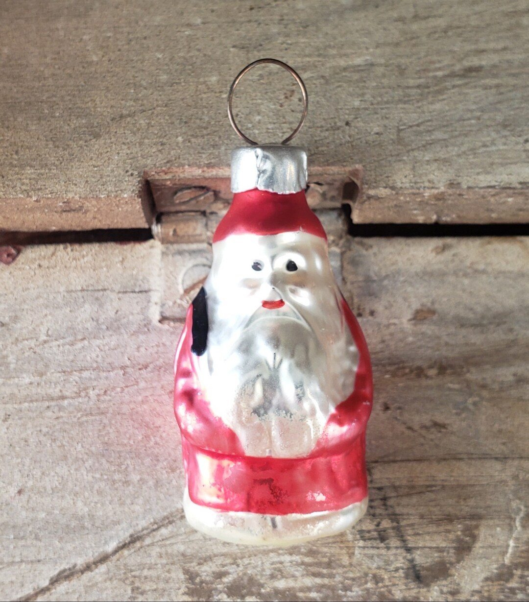 Vintage West Germany Blown Glass Mica Santa Ornament 2" Feather Tree - Etsy