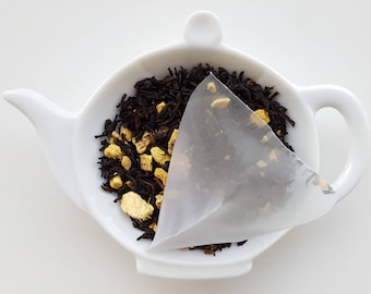 De-Caf Ginger Peach Black Tea in Pyramid Sachets