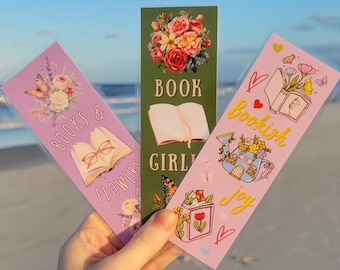 Bookish Joy Bookmark Set | Booklover Girl | Flower Butterfly Reader | Spring Summer Nature | Cute Bookclub Reading Gift