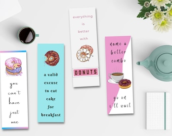 Donut bookmarks with quotes - Printable - Set of 4