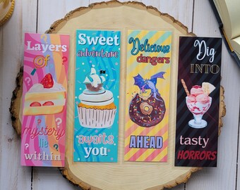 Genre Food Bookmarks Laminated Fun Quote Cute Cupcake Sweet Ship Beach Ice Cream Donut Colorful Cake Dessert Winter Dragon Cupcake Ocean