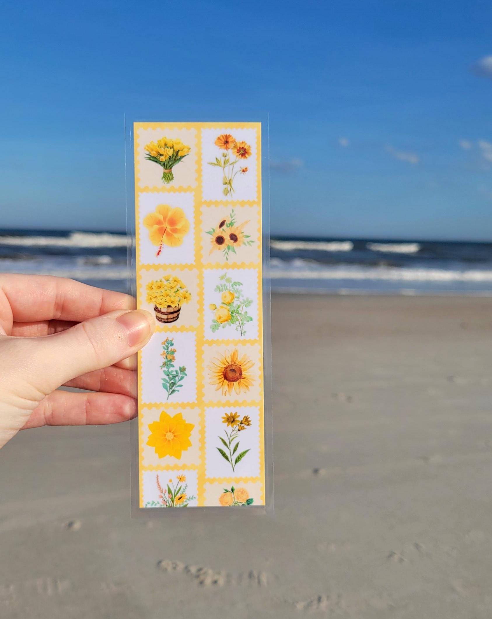 Flower Stamp Bookmarks Summer Reader Spring Blue Nature Pretty Pink ...