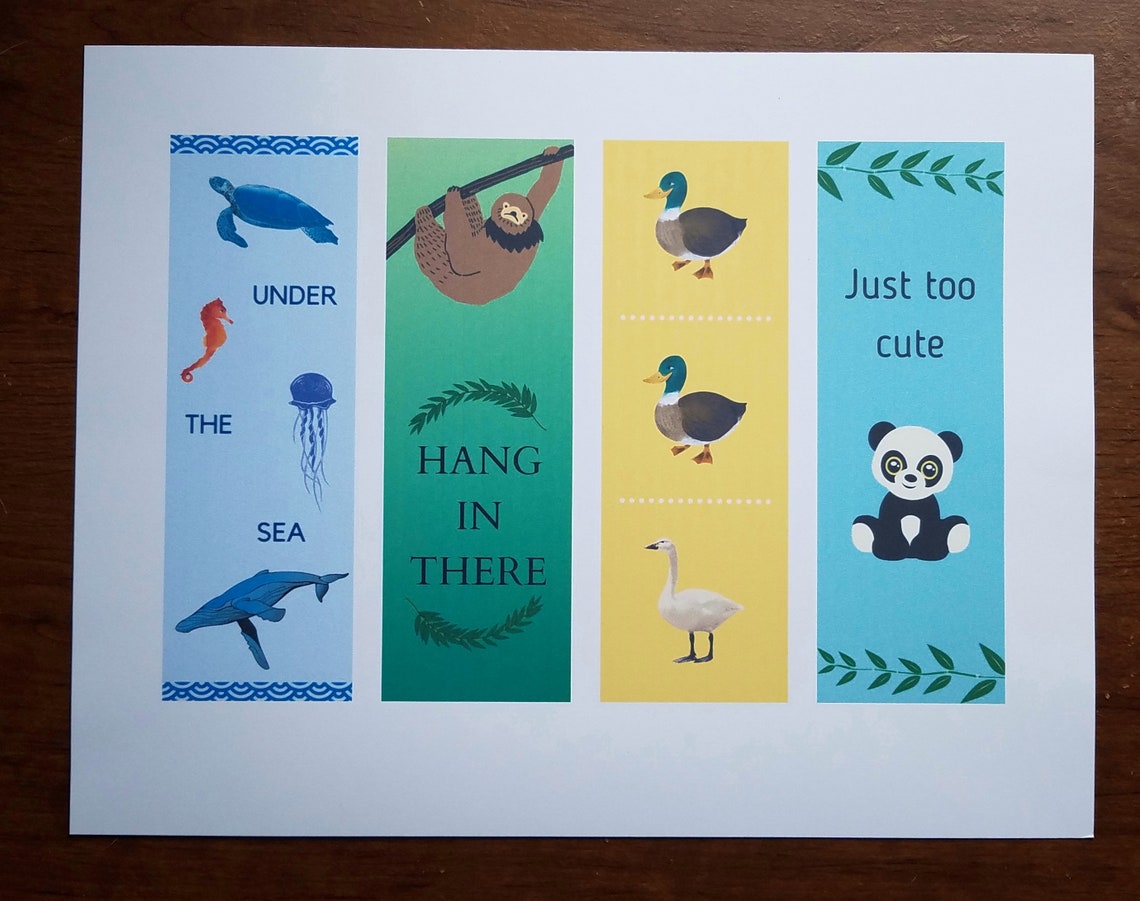 Animal Bookmarks Printable Set of 4 | Etsy