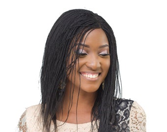 READY TO SHIP: Closure Micro Million Twist Wig - 12 inches - braid wig, braided wig, Senegalese twists