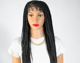 WOW BRAIDS Tiwa Side Part Cornrow Wig - 26 pouces - micro tresses perruque tressée boîte tresses faux locs perruque Ghana tresse cornrows tresse perruque