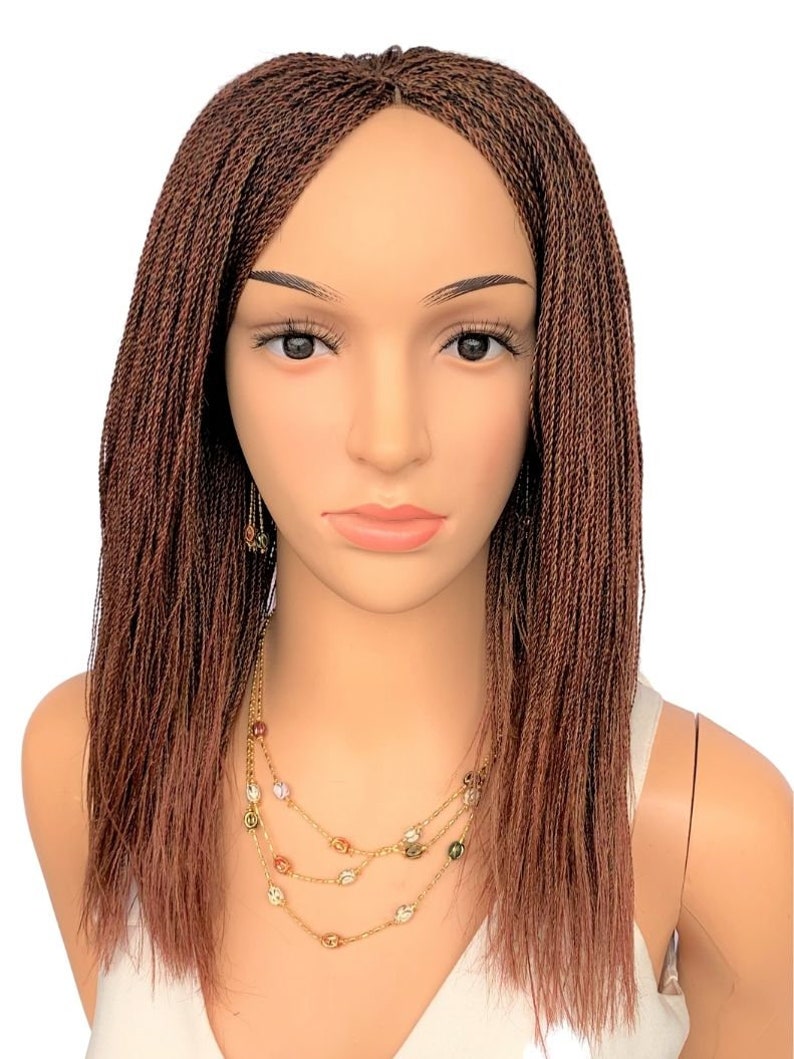 PRÊT À EXPÉDIER : Fermeture Micro Million Twist Wig 12 pouces perruque tresse, perruque tressée, torsades sénégalaises Color 30/35 mix