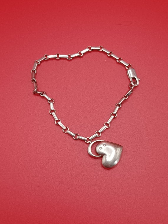 Sterling bracelet and heart charm - image 1