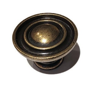 Antique Style Brass Knob  - Die Cast Zinc Alloy COLONIAL REVIVAL Knob with Antiqued Brass Finish