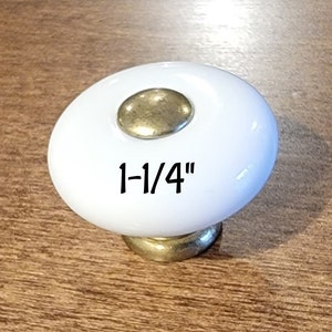 1-1/4&quot; Porcelain  and antique brass Knob - Drawer Knobs Dresser Knob Retro Porcelain Knob White Cabinet Knob Vintage Furniture Hardware