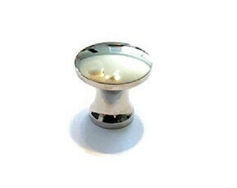 Nickel Plated Brass Knob - Small Brass Bookcase Knob Polished Turned Brass 1/2"