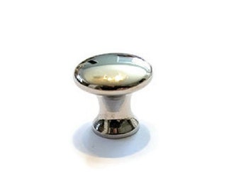 Nickel Plated Brass Knob - Small Brass Bookcase Knob Polished Turned Brass 5/8"