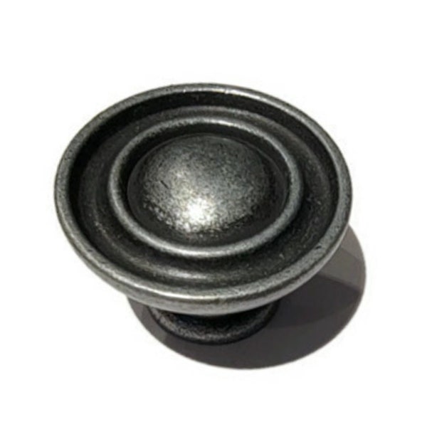 Antique Style Pewter Knob  - Die Cast Zinc Alloy COLONIAL REVIVAL Knob with Antiqued Pewter Finish