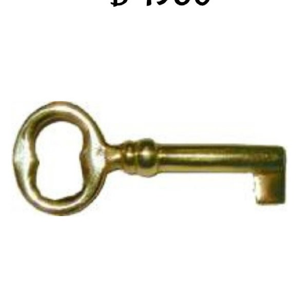 Medium size Key, Polished Cast Brass Key - Antique Vintage Key Furniture Hardware