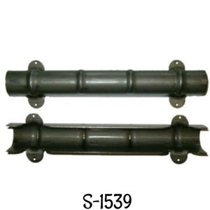 May include: Two metal exhaust pipes with flanges on each end. The pipes are connected by a series of welded seams. The pipes are labeled "S-1539".
