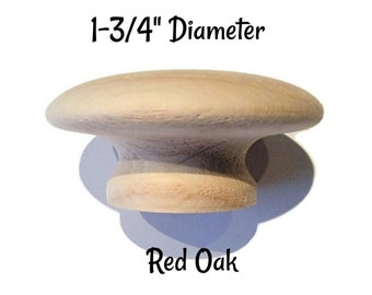 1-3/4" Side Grain Red Oak Knob with Narrow Base.