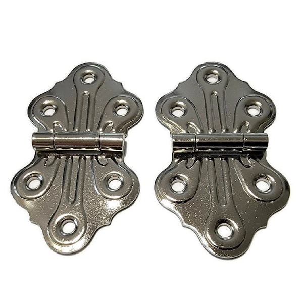 Pair of Nickel Hinges - Nickel Plated Steel BUTTERFLY HINGE - Decorative Hinge