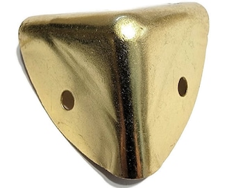 TRUNK CORNER Large Brass Plated Stamped Steel Case Corner