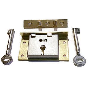 Lock - Steel Half Mortise CHEST LOCK with Key and Steel Catch Plate - Cedar Chest Lock